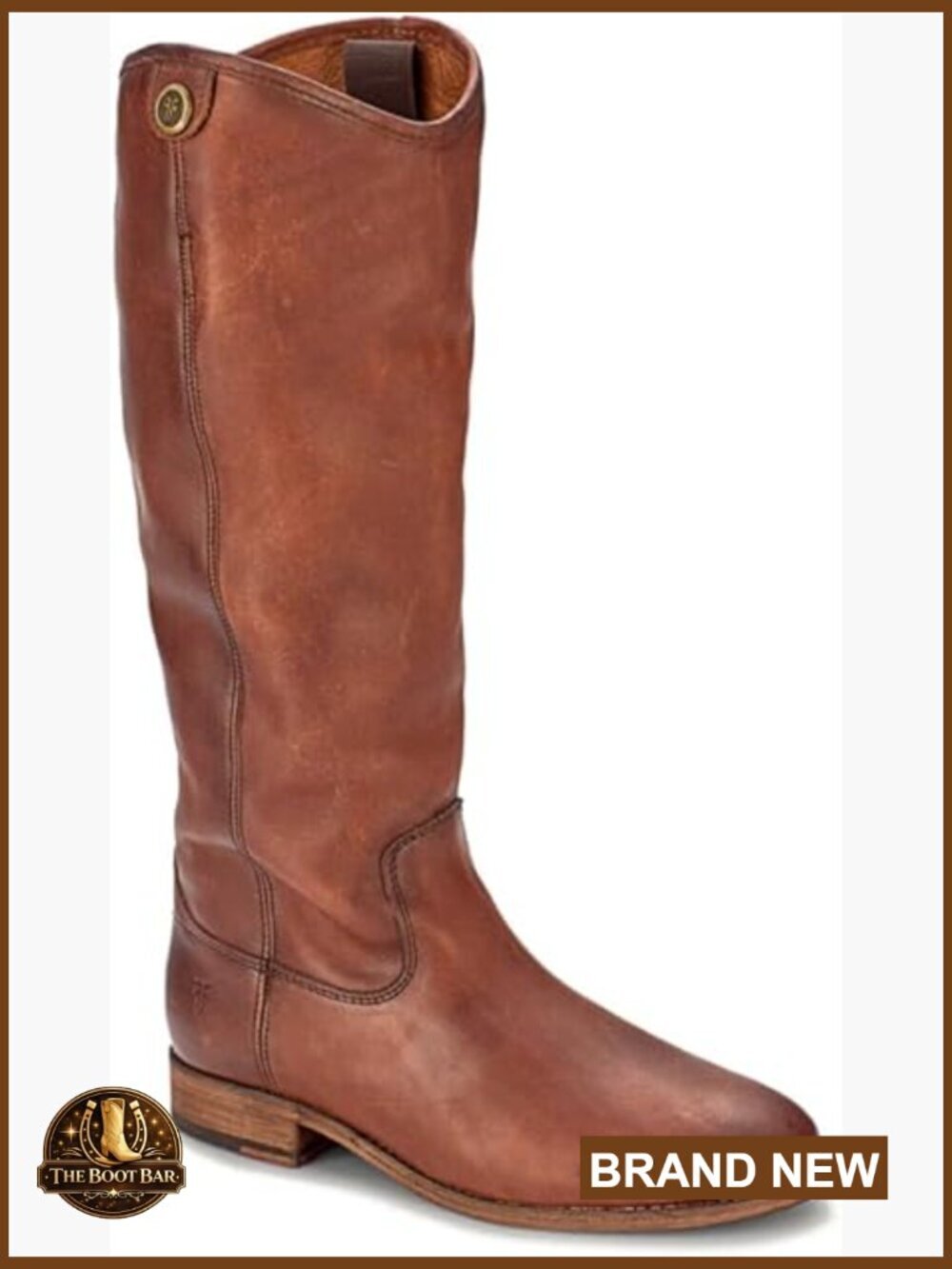 Vintage Leather Tall Riding Boots Knee High Pull On Button Detail